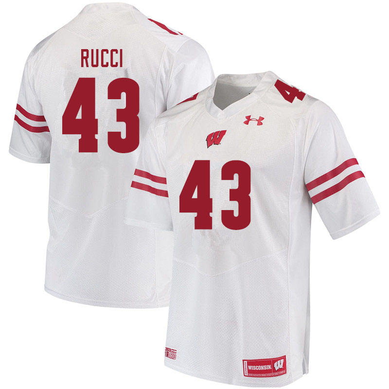 Wisconsin Badgers Men's #43 Hayden Rucci NCAA Under Armour Authentic White College Stitched Football Jersey ZR40F11HE
